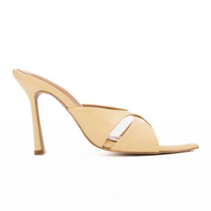 ALEXIA Pointed Criss-Cross mules λουστρίνι με ψηλό τακούνι Butter