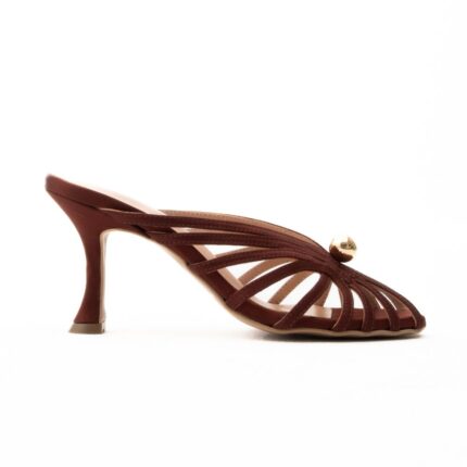 ZARIN  mules με Pearl Detail & Slim Heel satin terracotta