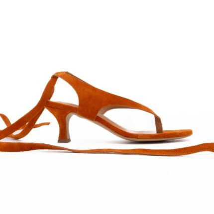 CALLISTA Πέδιλα Suede Lace-Up με Kitten Heel Paprika