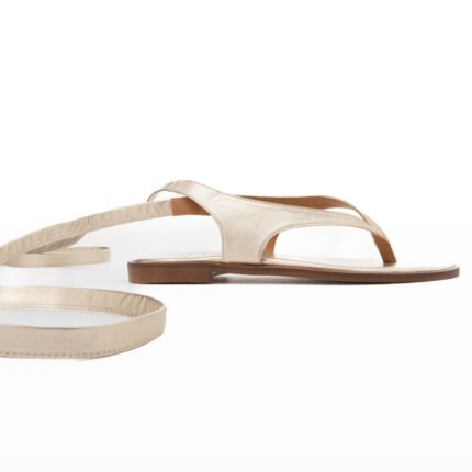ZINA Σανδάλια flat slides δερμάτινα χρυσό