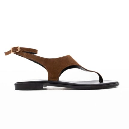 PARIS Πέδιλα suede thong δερμάτινα Taupe